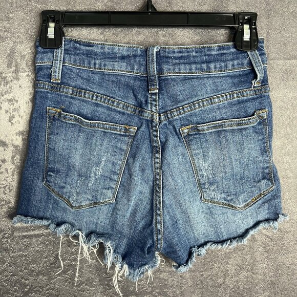 Womens KanCan Estilo Jean Shorts Distressed Mid Rise Cheeky Size 5 (26Wx2L) - Picture 5 of 7